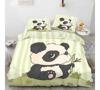 LLSZAHD Copripiumino Matrimoniale 200x250 cm Carino Biancheria da Letto 3 Pezzi Panda Set Copripiumino in Microfibra con Cerniera Traspirante Copri Piumino + 2 Federe 50x80 cm