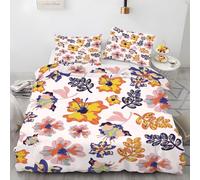 LLSZAHD Copripiumino Matrimoniale 200x250 cm Fiori Biancheria da Letto 3 Pezzi Fresh And Light Set Copripiumino in Microfibra con Cerniera Traspirante Copri Piumino + 2 Federe 50x80 cm