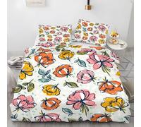 LLSZAHD Copripiumino Matrimoniale 200x250 cm Floreale Biancheria da Letto 3 Pezzi Colourful Set Copripiumino in Microfibra con Cerniera Traspirante Copri Piumino + 2 Federe 50x80 cm