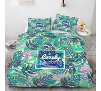 LLSZAHD Copripiumino Matrimoniale 200x250 cm Foglia Di Tartaruga Biancheria da Letto 3 Pezzi Green Set Copripiumino in Microfibra con Cerniera Traspirante Copri Piumino + 2 Federe 50x80 cm