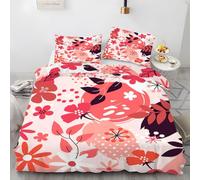 LLSZAHD Copripiumino Matrimoniale 200x250 cm Foglie Biancheria da Letto 3 Pezzi Pink Set Copripiumino in Microfibra con Cerniera Traspirante Copri Piumino + 2 Federe 50x80 cm