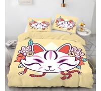 LLSZAHD Copripiumino Matrimoniale 200x250 cm Maschera Di Volpe Biancheria da Letto 3 Pezzi Cartoon Set Copripiumino in Microfibra con Cerniera Traspirante Copri Piumino + 2 Federe 50x80 cm