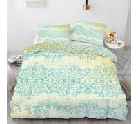 LLSZAHD Copripiumino Matrimoniale 200x250 cm Motivi Biancheria da Letto 3 Pezzi Green Set Copripiumino in Microfibra con Cerniera Traspirante Copri Piumino + 2 Federe 50x80 cm