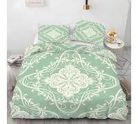 LLSZAHD Copripiumino Matrimoniale 200x250 cm Motivo Biancheria da Letto 3 Pezzi Green Set Copripiumino in Microfibra con Cerniera Traspirante Copri Piumino + 2 Federe 50x80 cm