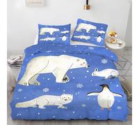 LLSZAHD Copripiumino Matrimoniale 200x250 cm Orso Polare Biancheria da Letto 3 Pezzi Blue Set Copripiumino in Microfibra con Cerniera Traspirante Copri Piumino + 2 Federe 50x80 cm