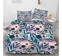 LLSZAHD Copripiumino Matrimoniale 200x250 cm Piante Biancheria da Letto 3 Pezzi Leaves Set Copripiumino in Microfibra con Cerniera Traspirante Copri Piumino + 2 Federe 50x80 cm