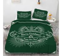 LLSZAHD Copripiumino Matrimoniale 200x250 cm Regalo Di Natale Biancheria da Letto 3 Pezzi Green Set Copripiumino in Microfibra con Cerniera Traspirante Copri Piumino + 2 Federe 50x80 cm