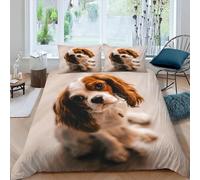 LLSZAHD Copripiumino Singolo Cavalier King Charles Spaniel Carino Copripiumone in Morbida Microfibra Stampato in 3D, Set Biancheria Da Letto con Cerniera Incluso 1 Copripiumino 150x200 e 2 Federe
