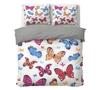 LLSZAHD Farfalle colorate Copripiumino una Piazza e Mezza Bella farfalla Copripiumone in Morbida Microfibra 3D, Set Biancheria da Letto con Cerniera, 1 Copripiumino 200x200 e 2 Federe