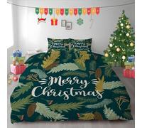 LLSZAHD Fogliame Natalizio Copripiumino Matrimoniale 260x240 Pigna Copripiumone in Morbida Microfibra 3D, Set Biancheria da Letto con Cerniera Incluso 1 Copripiumini e 2 Federe