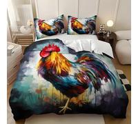 LLSZAHD Gallo ad Acquerello Copripiumino con 2 Federe, Realizzato in Microfibra Morbida e Leggera, Schizzi D'inchiostro Set Letto Matrimoniale,Ideale per Bambini, Ragazzi, Coppie, Adulto (260x240 cm)
