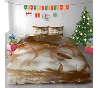 LLSZAHD Natale Copripiumino Singolo Pigna Copripiumone in Morbida Microfibra 3D, Set Biancheria da Letto con Cerniera Incluso 1 Copripiumino 150x200 e 2 Federe