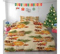 LLSZAHD Pigna Natalizia Copripiumino una Piazza e Mezza Biscotto al Limone Copripiumone in Morbida Microfibra 3D, Set Biancheria da Letto con Cerniera, 1 Copripiumino 200x200 e 2 Federe