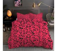 LLSZAHD Stampa leopardata时尚 Copripiumino una Piazza e Mezza Rosa magenta Copripiumone in Morbida Microfibra 3D, Set Biancheria da Letto con Cerniera, 1 Copripiumino 200x200 e 2 Federe