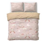 LLSZAHD Volpe cartone animato Copripiumino una Piazza e Mezza Arcobaleno e stelle Copripiumone in Morbida Microfibra 3D, Set Biancheria da Letto con Cerniera, 1 Copripiumino 200x200 e 2 Federe