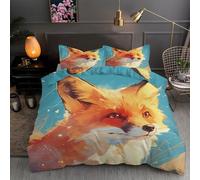 LLSZAHD Volpe dei Cartoni Animati Copripiumino una Piazza e Mezza Carino Copripiumone in Morbida Microfibra 3D, Set Biancheria da Letto con Cerniera, 1 Copripiumino 200x200 e 2 Federe