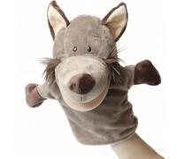 LLTCMAOYI Statuetta a forma di mano di animale di peluche, carino Montessori, per teatro, compleanno e Natale, lupo
