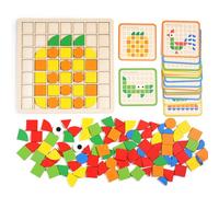 LLTCMYGS 120 Pezzi Puzzle Mosaico in Legno, Set di Blocchi di Pattern Montessori, Giocattolo STEM per Ordinamento di Forme 3D