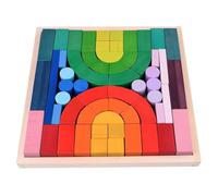 LLTCMYGS Building Block Castle Rainbow Puzzle Toy, Montessori Creativity Puzzle Building Block Toy