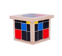 LLTCMYGS Cubo Trinomiale Montessori, Puzzle Sensoriale in Legno per Bambini, Giocattolo per Il Riconoscimento di Colori e Forme