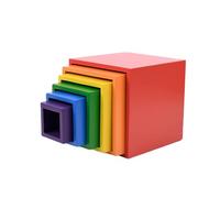 LLTCMYGS Giocattoli a Blocchi di Costruzione a Scatola Quadrata Arcobaleno, Formazione di Pensiero a Blocchi di Costruzione Montessori in età prescolare