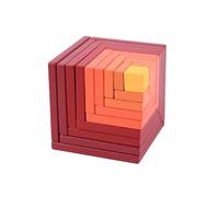 LLTCMYGS Giocattoli del Blocco di Costruzione dell'arcobaleno Quadrato Rosso e Giallo, Puzzle Quadrati in Legno Montessori