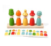 LLTCMYGS Giocattolo di impilamento con Bambole a Spillo in Legno Montessori, Gioco di Abbinamento Colori ed Emozioni per Bambini Piccoli