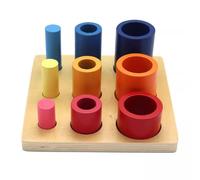 LLTCMYGS Giocattolo Montessori a Cilindro a Passaggi Circolari, Puzzle Educativo in Legno per Bambini per Ordinare Colori e Dimensioni