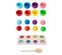 LLTCMYGS Giocattolo Montessori in Legno con Bicchieri e Palline per Abbinamento dei Colori, Giocattoli per Lo Sviluppo delle abilità motorie Fini nella Prima Infanzia