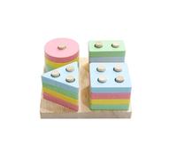 LLTCMYGS Giocattolo Montessori in Legno per ordinare e impilare Forme, Puzzle con perni Geometrici per Bambini Piccoli,Wooden Color,Model A