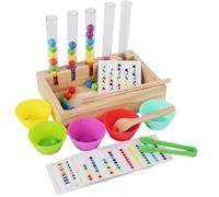 LLTCMYGS Giocattolo Montessori per Ordinare Le Perline per Colore, Gioco Educativo in Legno con Provette e Pinzette per Allenamento dei Bambini