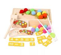 LLTCMYGS Giocattolo Montessori per Pinzare e Martellare Pom-Pom, Manipolativi Matematici in Legno con Carte Numeriche