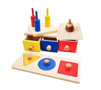 LLTCMYGS Giocattolo Puzzle Pannello Geometrico in Legno Montessori con Maniglie, Set di Materiali per Lo Sviluppo sensoriale della Scuola Materna (4 Pezzi)