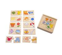 LLTCMYGS Giochi Montessori di Abbinamento Animali e Oggetti, Puzzle in Legno per l'educazione precoce