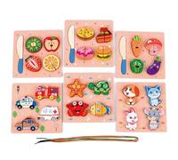 LLTCMYGS Gioco di Finzione e Puzzle in Legno 6-in-1, Puzzle con Perno in Legno, Giocattoli Educativi Montessori Regalo