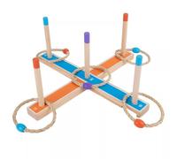 LLTCMYGS Gioco Montessori in Legno dei 5 Anelli da Lancio, Gioco di Lancio degli Anelli in Legno per Bambini e Adulti