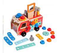 LLTCMYGS Kit di Costruzione Montessori in Legno a Forma di Camion dei Pompieri, con Viti e Dadi per Bambini