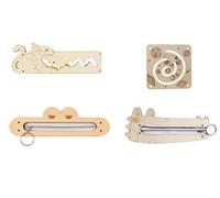 LLTCMYGS Montessori Busy Education Zipper Toy Set, Accessori da Parete in Legno Giocattoli sensoriali (4 Pezzi)