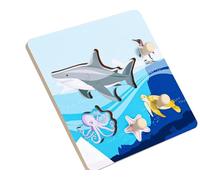 LLTCMYGS Montessori Marine Animal Wooden Knob Jigsaw Puzzle, Aiuto didattico per la cognizione Animale in età prescolare per Bambini
