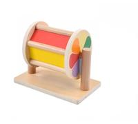 LLTCMYGS Montessori Rainbow Textile Tamburo Giocattoli per Bambini, Specchio Rotante in Legno Sensory Teaching AIDS