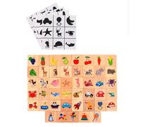LLTCMYGS Montessori Shadow Matching Puzzle Toy, Gioco di Abbinamento di Frutta Animale in Legno