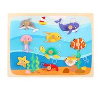 LLTCMYGS Puzzle con Spilli di Legno a Tema Mondo Subacqueo per Bambini, Puzzle Montessori per Lo Sviluppo della Motricità Fine