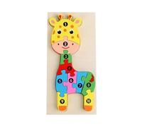 LLTCMYGS Puzzle di Animali dei Cartoni Animati in Legno per Bambini, Giocattoli Puzzle in età prescolare Montessori,Giraffe