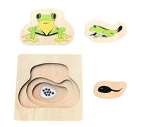 LLTCMYGS Puzzle di Legno Montessori, Giocattoli educativi sugli Animali e Il Ciclo della Vita per Bambini Piccoli,Frog