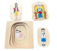 LLTCMYGS Puzzle di Legno Montessori, Giocattoli educativi sugli Animali e Il Ciclo della Vita per Bambini Piccoli,Woman