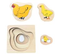 LLTCMYGS Puzzle di Legno Montessori, Giocattoli educativi sugli Animali e Il Ciclo della Vita per Bambini Piccoli,Chicken