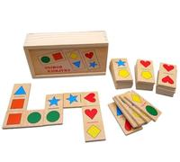 LLTCMYGS Puzzle Domino Montessori in Legno con Colori e Forme, Gioco educativo per Bambini, Regalo per Le Feste