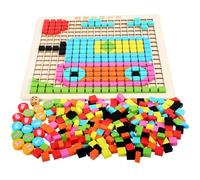 LLTCMYGS Puzzle e Gioco da Tavolo 2-in-1 in Legno Montessori, Set di Giochi da Tavolo Classici per Famiglia con Dadi e Pedine