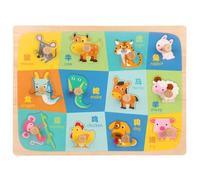 LLTCMYGS Puzzle educativo Montessori con 12 Animali dello Zodiaco Cinese in Legno