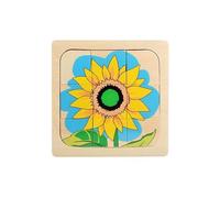 LLTCMYGS Puzzle in Legno del processo di Crescita del Girasole Montessori, Giocattolo Puzzle a più Strati delle Piante